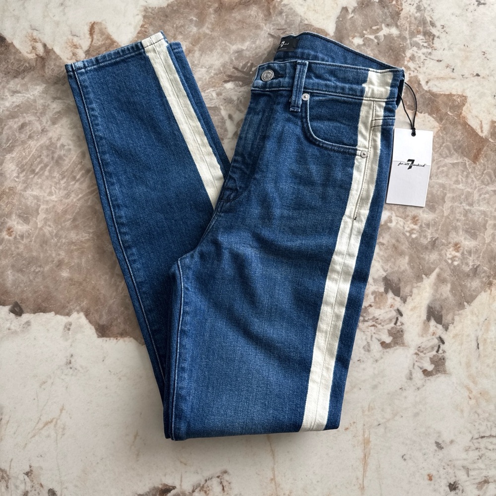NWT 7 for All Mankind Blue Highwaist Skinny Jeans